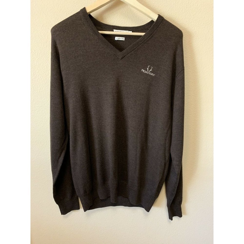 Peter Millar Large 100%  Merino Wool Sweater Pronghorn Brown Excellent